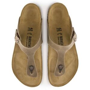 Birkenstock Gizeh Sandal Tobacco Brown Oiled Leather Slip On Shoes Size 38 / 7